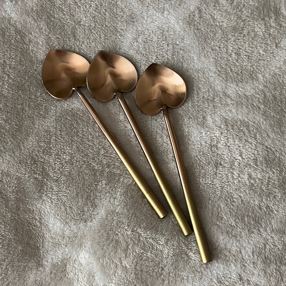 Heart-Shaped Gold Spoons Set